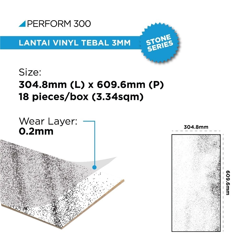 Vinyl Taco tebal 3mm 1 dus 3,34m2