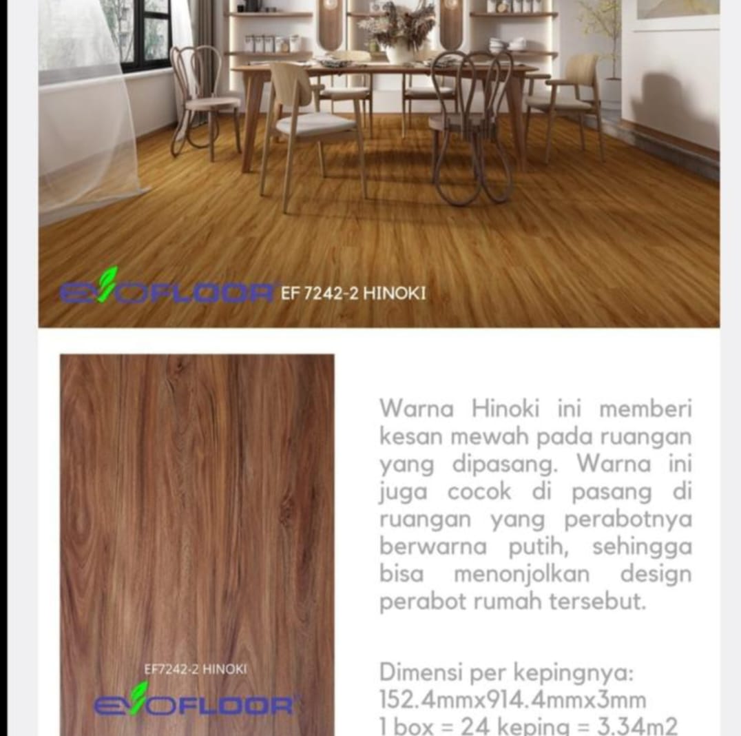 Vinyl EVOLOOR tebal 3mm 1 dus 3,345m2