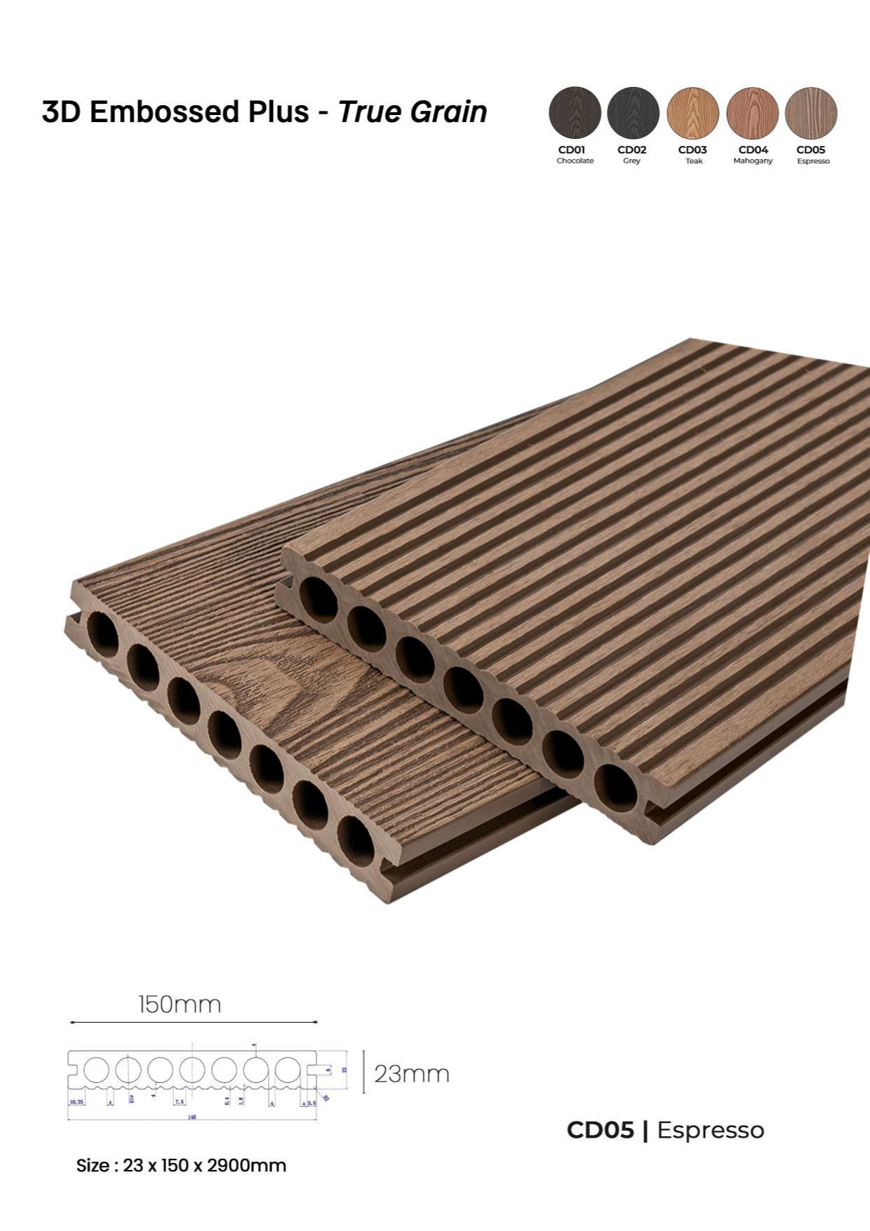 Lantai DECKING Motif Serat Kayu
